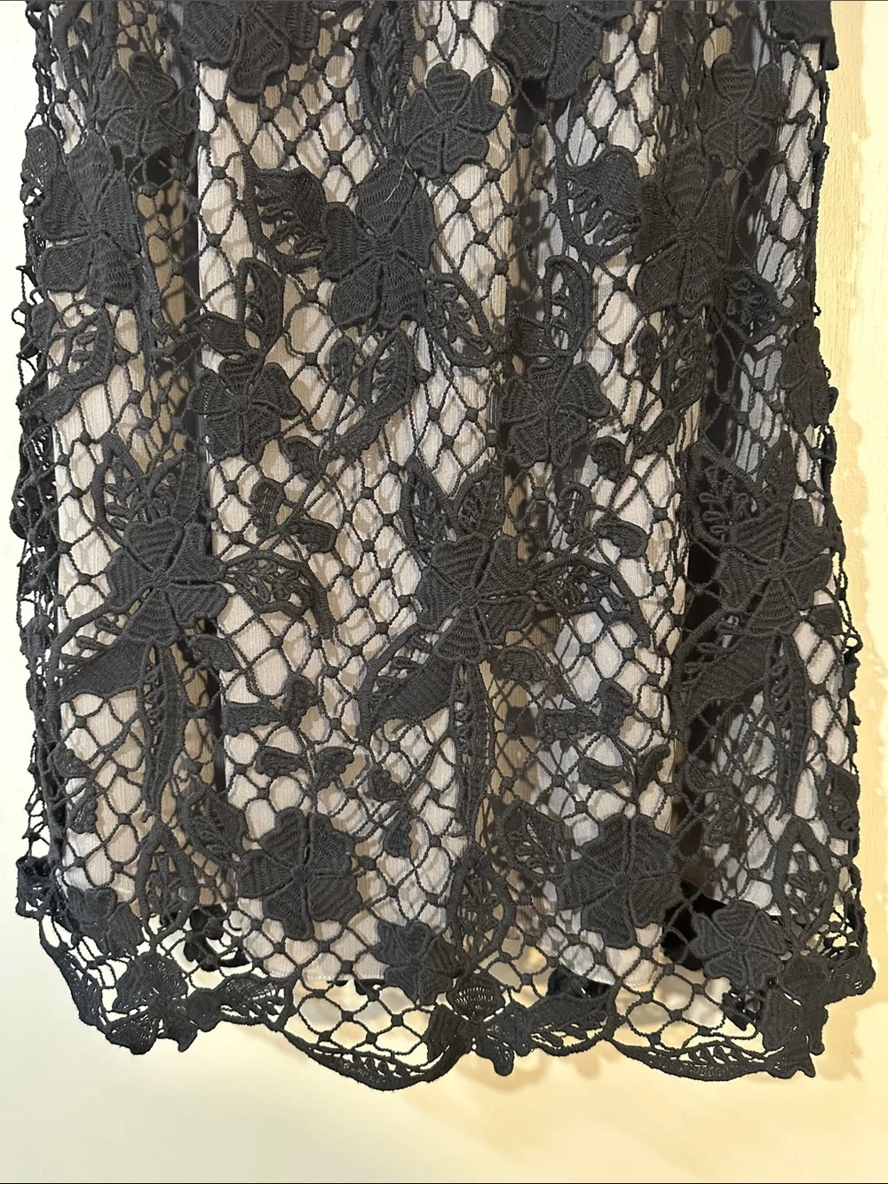 Free People Black Crochet Lace Mini Dress Size Small Sheer Boho Festival Dress